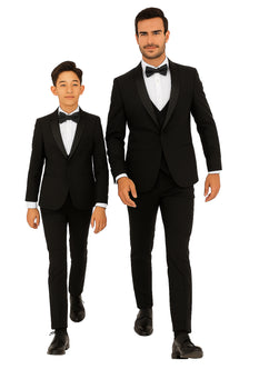 Father and Son Suits - Stacy Adams Slim Fit Boys 5pc Tuxedo, Black - Image 3