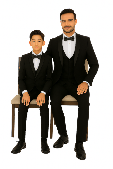 Father and Son Suits - Stacy Adams Slim Fit Boys 5pc Tuxedo, Black