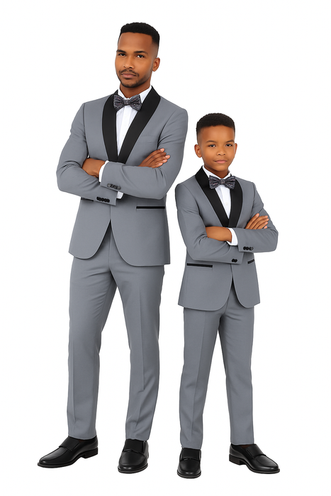 Father and Son Suits -  Stacy Adams Slim Fit Boys 5pc Tuxedo, Gray