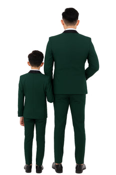 Father and Son Suits - Stacy Adams Slim Fit Boys 5pc Tuxedo, Green - Image 2