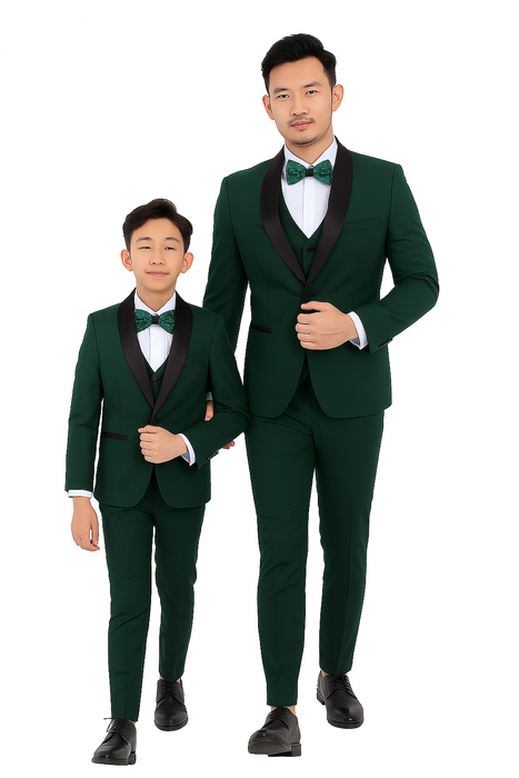 Father and Son Suits - Stacy Adams Slim Fit Boys 5pc Tuxedo, Green