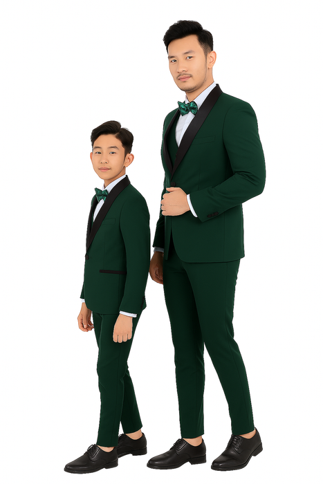 Father and Son Suits - Stacy Adams Slim Fit Boys 5pc Tuxedo, Green