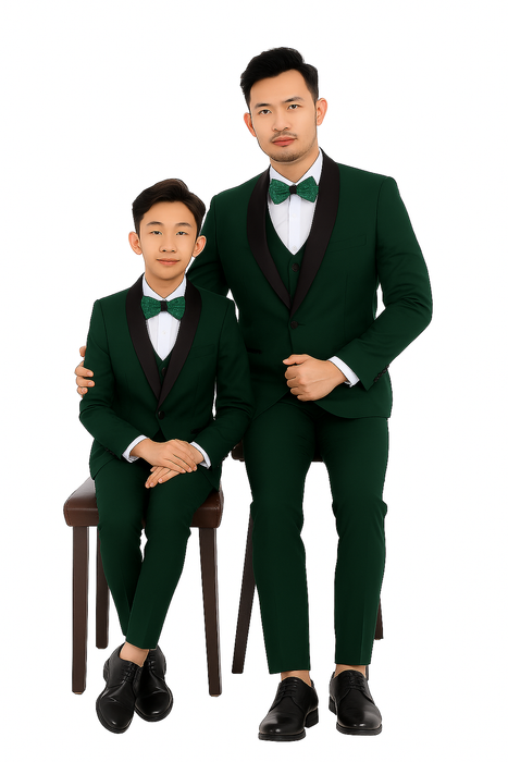 Father and Son Suits - Stacy Adams Slim Fit Boys 5pc Tuxedo, Green