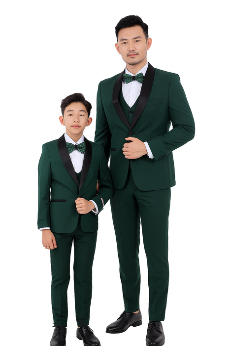 Father and Son Suits - Stacy Adams Slim Fit Boys 5pc Tuxedo, Green