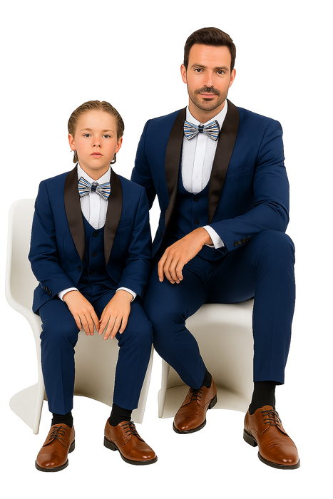 Father and Son Suits - Stacy Adams Slim Fit Boys 5pc Tuxedo, Indigo