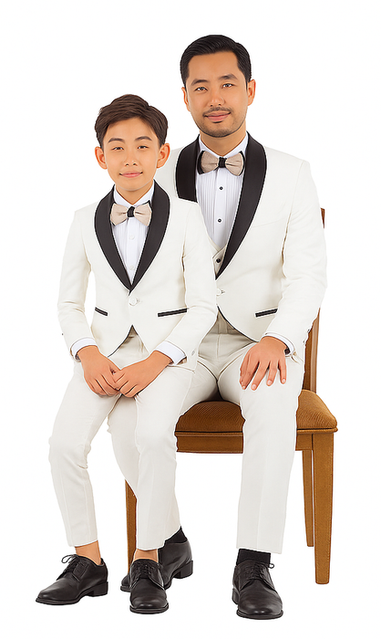 Father and Son Suits - Stacy Adams Slim Fit Boys 5pc Tuxedo, Ivory