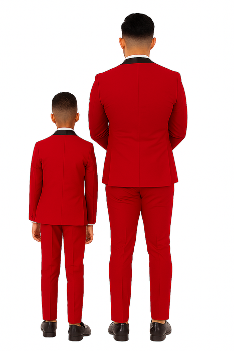 Father and Son Suits - Stacy Adams Slim Fit Boys 5pc Tuxedo, Red