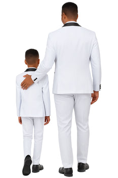 Father and Son Suits - Stacy Adams Slim Fit Boys 5pc Tuxedo, White - Image 4