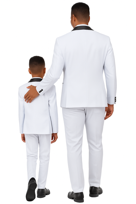 Father and Son Suits - Stacy Adams Slim Fit Boys 5pc Tuxedo, White
