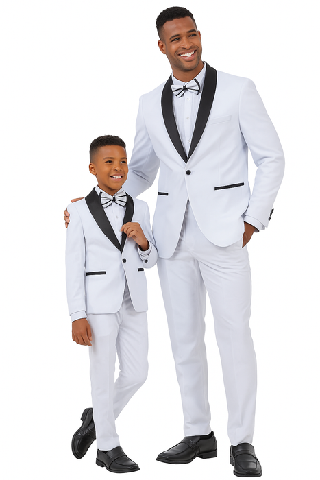 Father and Son Suits - Stacy Adams Slim Fit Boys 5pc Tuxedo, White