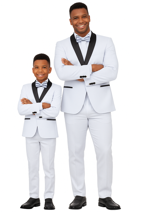 Father and Son Suits - Stacy Adams Slim Fit Boys 5pc Tuxedo, White