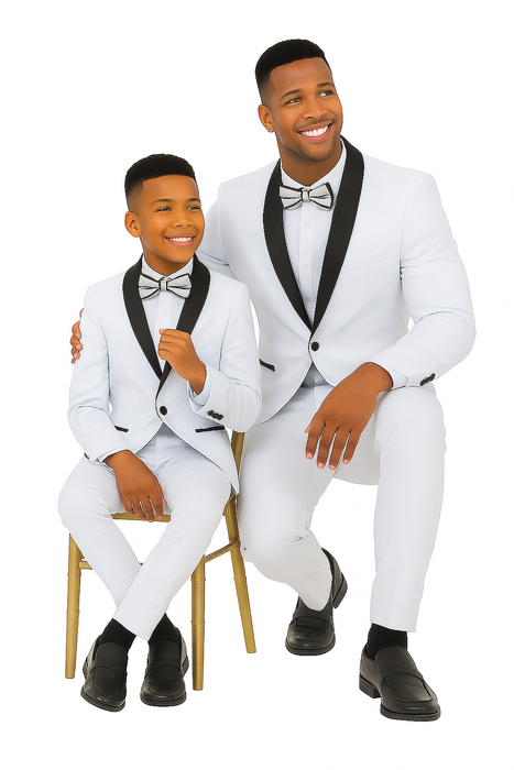 Father and Son Suits - Stacy Adams Slim Fit Boys 5pc Tuxedo, White