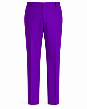 Stage Party Pants Trousers Flat Front Regular Rise Slacks - Purple