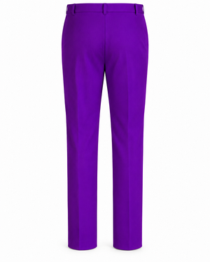 Stage Party Pants Trousers Flat Front Regular Rise Slacks - Purple