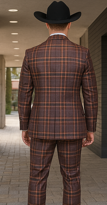 Statement Confidence Designer Suit - Copper - Orange - Super 150's Wool Suits 1 Button Peak Lapel Double Breasted Vest Rust Color Perfect For Church