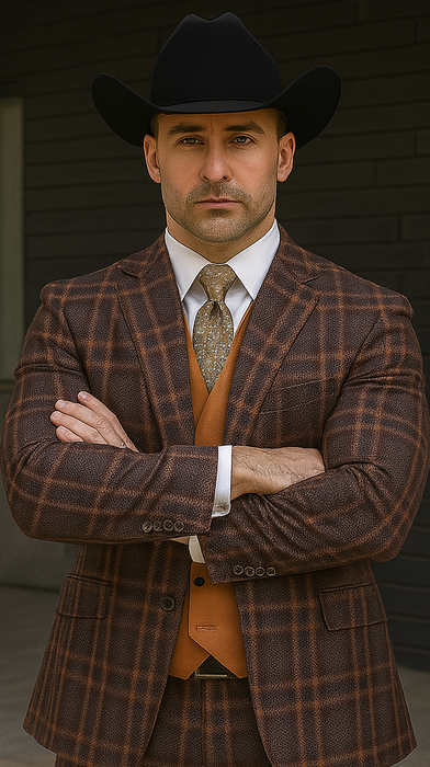 Statement Confidence Designer Suit - Copper - Orange - Super 150's Wool Suits 1 Button Peak Lapel Double Breasted Vest Rust Color Perfect For Church