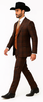 Statement Confidence Designer Suit - Copper - Orange - Super 150's Wool Suits 1 Button Peak Lapel Double Breasted Vest Rust Color Perfect For Church