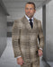 Statement Double Breasted Wool Suit Brown Plaid Mens Modern Fit Milan