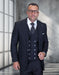 Statement Mens Big and Tall 3 Piece 100% Super 200s Wool Suit – Classic Fit Woven Texture, Wide Leg Pants