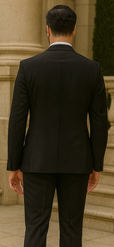 Statement Men's Black with White Lapel Vested 100% Wool Tuxedo