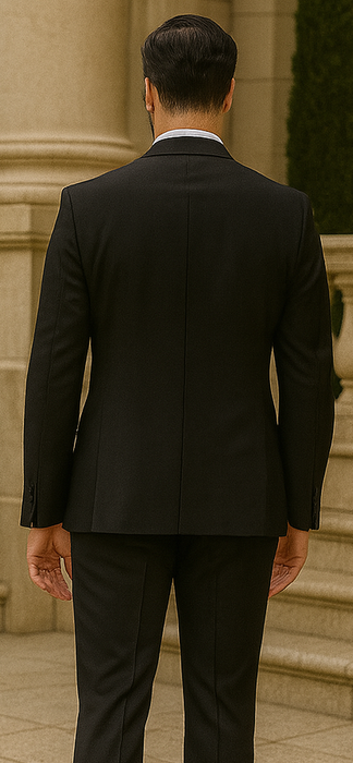 Statement Men's Black with White Lapel Vested 100% Wool Tuxedo