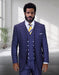 Statement Mens Classic Fit 3 Piece 100% Super 200s Wool Windowpane Plaid Suit – Wide Leg Pleated Pants