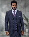 Statement Mens Classic Fit 3 Piece 100% Wool Windowpane Plaid Suit – Wide Leg Pleated Pants