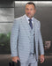 Statement Mens Classic Fit 3 Piece 100% Wool Windowpane Plaid Suit – Wide Leg Pleated Pants