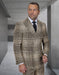 Statement Mens Modern Fit 2 Piece 100% Super 200s Wool Plaid Suit – Double Breasted Peak Lapel Jacket