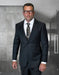 Statement Mens Modern Fit 2 Piece 100% Super 200s Wool Suit – Peak Lapel with Pick Stitching