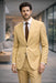 Statement Mens Modern Fit 2 Piece 100% Super 200s Wool Suit – Peak Lapel with Pick Stitching