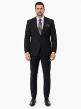 Statement Mens 2 Piece 100% Super 200s Wool Suit – Solid Colors, Notch Lapel Jacket Modern Fit