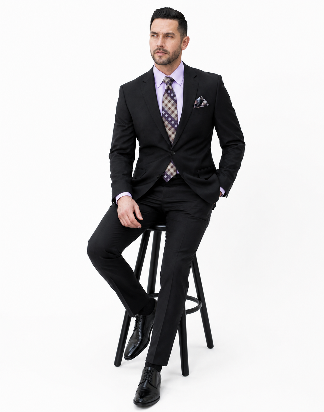 Statement Mens 2 Piece 100% Super 200s Wool Suit – Solid Colors, Notch Lapel Jacket Modern Fit