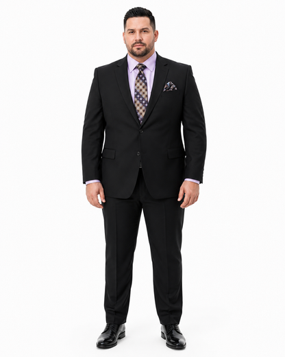 Statement Mens 2 Piece 100% Super 200s Wool Suit – Solid Colors, Notch Lapel Jacket Modern Fit