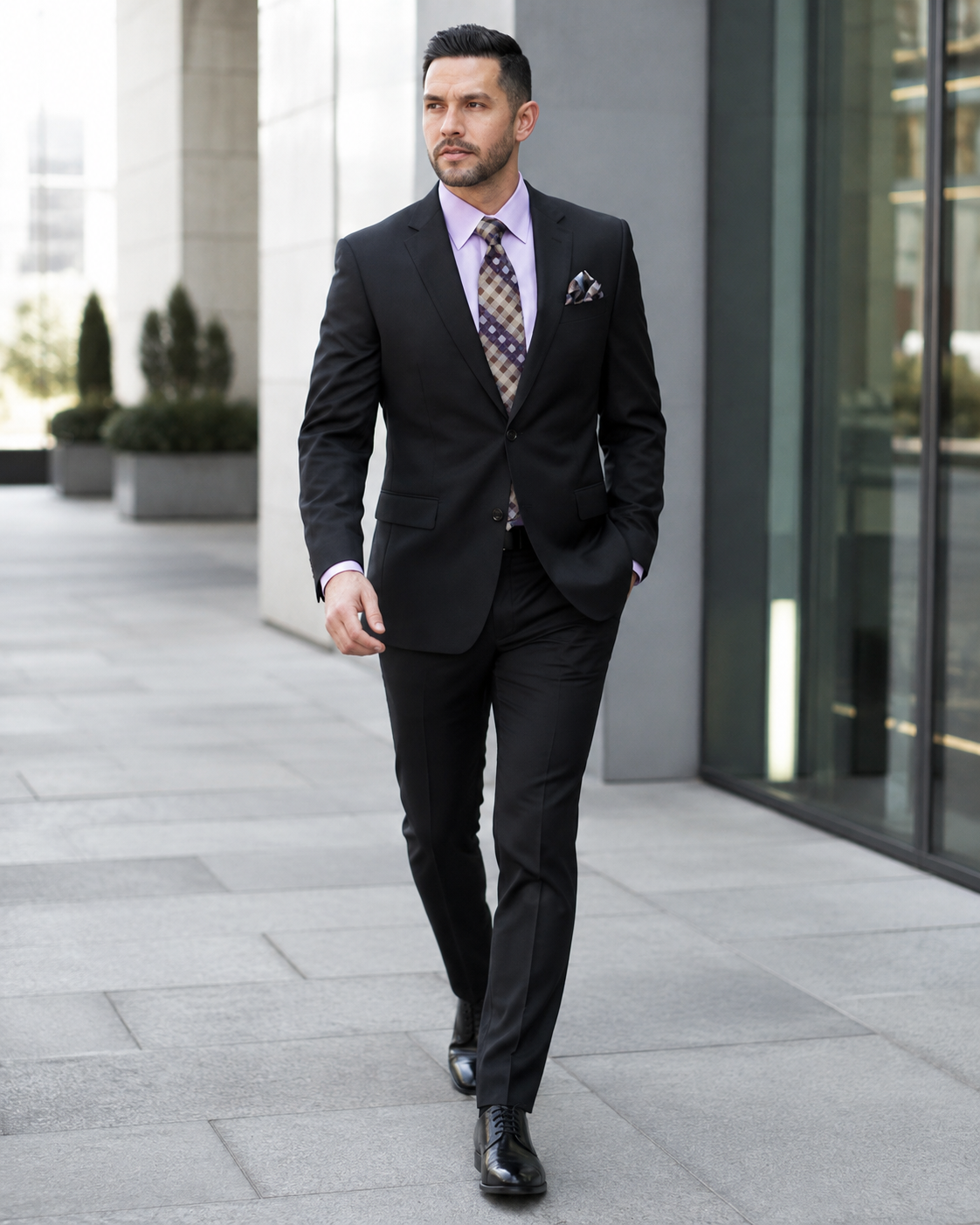 Statement Mens 2 Piece 100% Super 200s Wool Suit – Solid Colors, Notch Lapel Jacket Modern Fit
