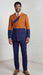 Statement Mens Modern Fit 2 Piece 100% Super 200s Wool Two Tone Suit – Double Breasted Peak Lapel Jacket with Chest Strap