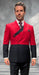 Statement Mens Modern Fit 2 Piece 100% Super 200s Wool Two Tone Suit – Double Breasted Peak Lapel Jacket with Chest Strap