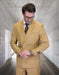 Statement Mens Modern Fit 2 Piece 100% Wool Suit – Double Breasted Jacket with Metal Buckle Closure