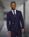 Statement Mens Modern Fit 2 Piece 100% Wool Suit – Double Breasted Jacket with Metal Buckle Closure