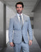 Statement Mens Modern Fit 2 Piece 100% Wool Textured Solid Suit – Single Breasted Notch Lapel Jacket