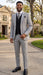 Statement Mens Modern Fit 3 Piece 100% Wool Gingham Suit – Peak Lapel, Double Breasted Vest