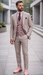 Statement Mens Modern Fit 3 Piece 100% Wool Gingham Suit – Peak Lapel, Double Breasted Vest