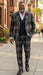 Statement Mens Modern Fit 3 Piece 100% Super 200s Wool Large Checker Suit – Double Breasted Vest