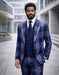 Statement Mens Modern Fit 3 Piece 100% Super 200s Wool Large Checker Suit – Double Breasted Vest