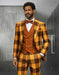 Statement Mens Modern Fit 3 Piece 100% Super 200s Wool Large Checker Suit – Double Breasted Vest