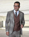 Statement Mens Modern Fit 3 Piece 100% Super 200s Wool Plaid Suit – Peak Lapel, Double Breasted Vest