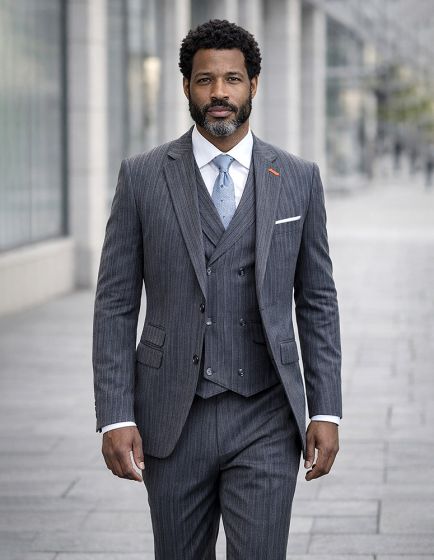 Statement Mens 3 Piece 100% Super 200s Wool Suit – Various Patterns, Double Breasted Vest Modern Fit
