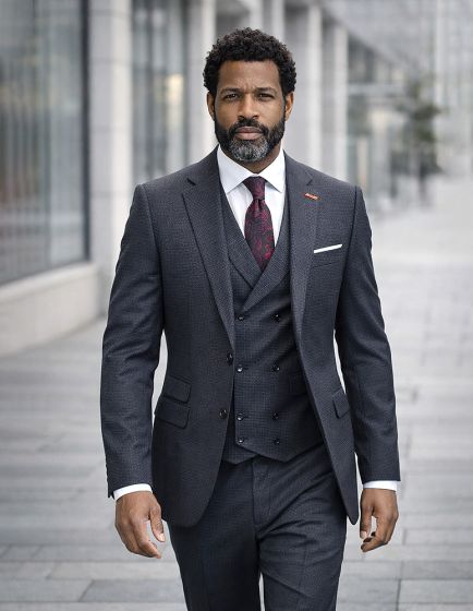 Statement Mens 3 Piece 100% Super 200s Wool Suit – Various Patterns, Double Breasted Vest Modern Fit