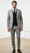 Statement Mens Modern Fit 3 Piece 100% Super 200s Wool Windowpane Suit – Solid Color Double Breasted Vest