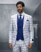 Statement Mens Modern Fit 3 Piece 100% Super Wool Windowpane Suit – Double Breasted Vest, Peak Lapel